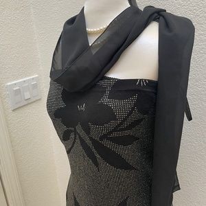 Jessica McClintock Gown, size 11/12 in black and silver detail.